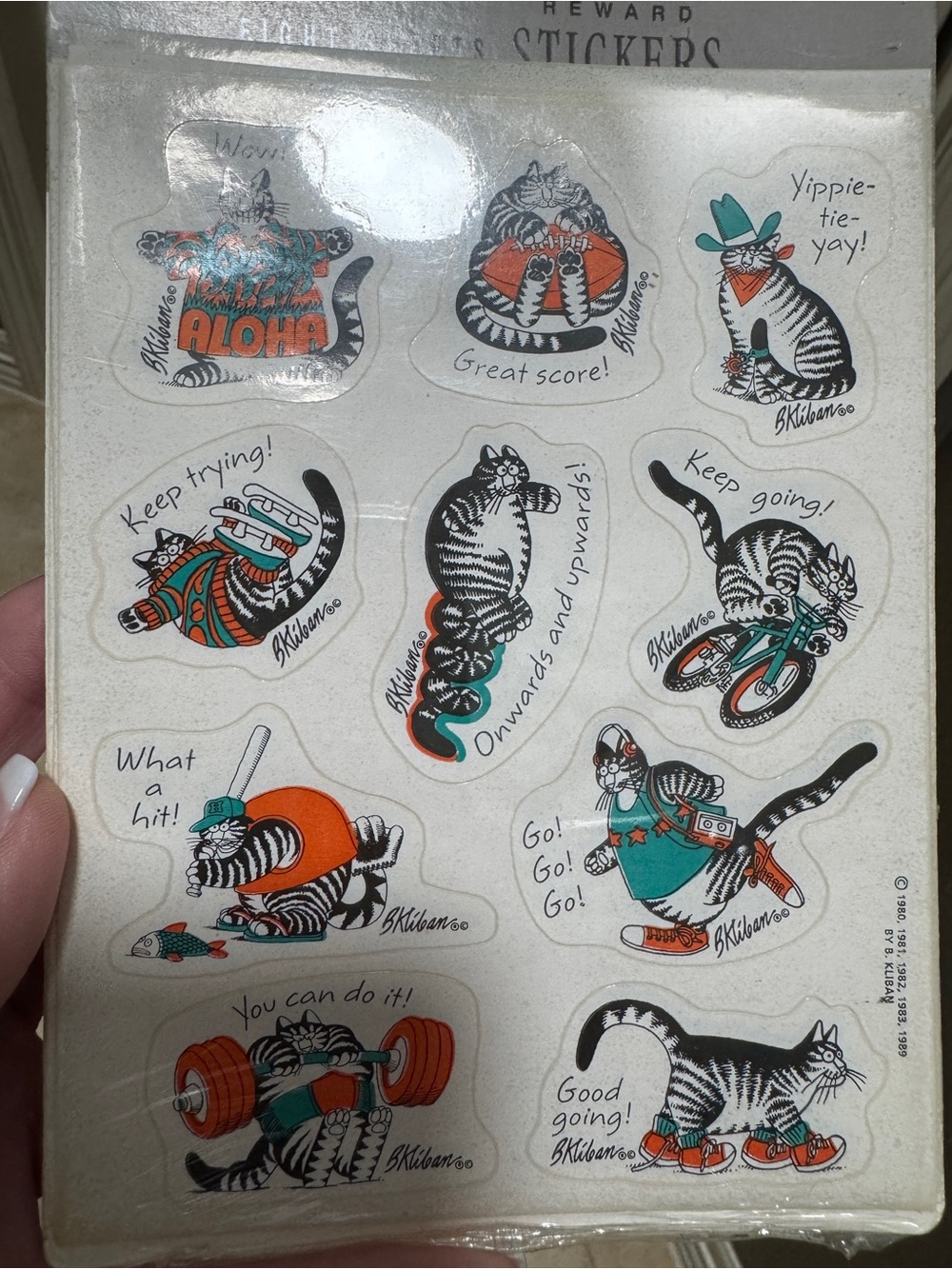1980s NEW NWT B. Kliban Hawaii Cat Stickers - 8 sheets 80 stickers * Collector